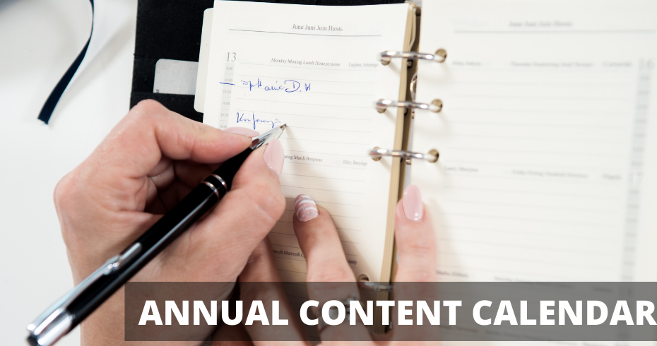 Annual content calendar planning